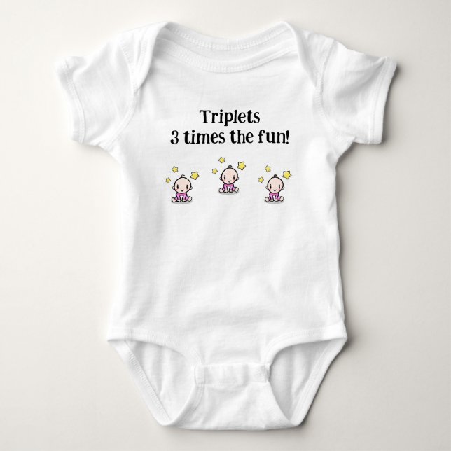 Custom Triplets Baby Gift, Newborn Triplet Girls,  Bodysuit (Front)