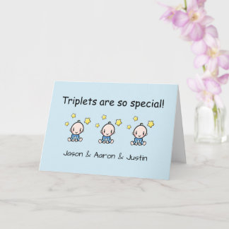 Custom Triplets Congratulations Card, Triplet Boys Card