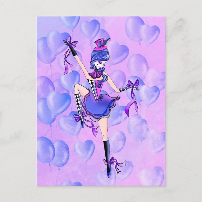 Custom Trixie the Clown - blue Balloons  Postcard (Front)