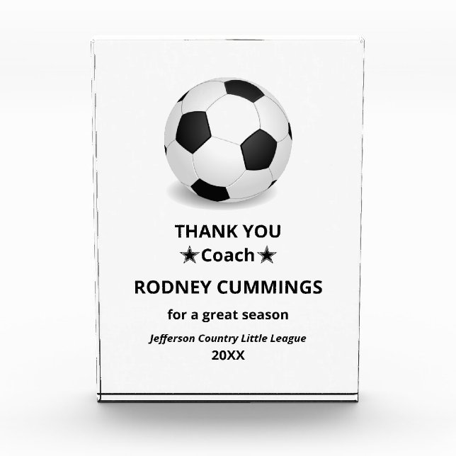 Custom Trophy, Acrylic Award for Football Coach (Front)