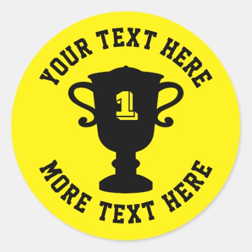 Custom trophy cup 1st place prize award classic round sticker