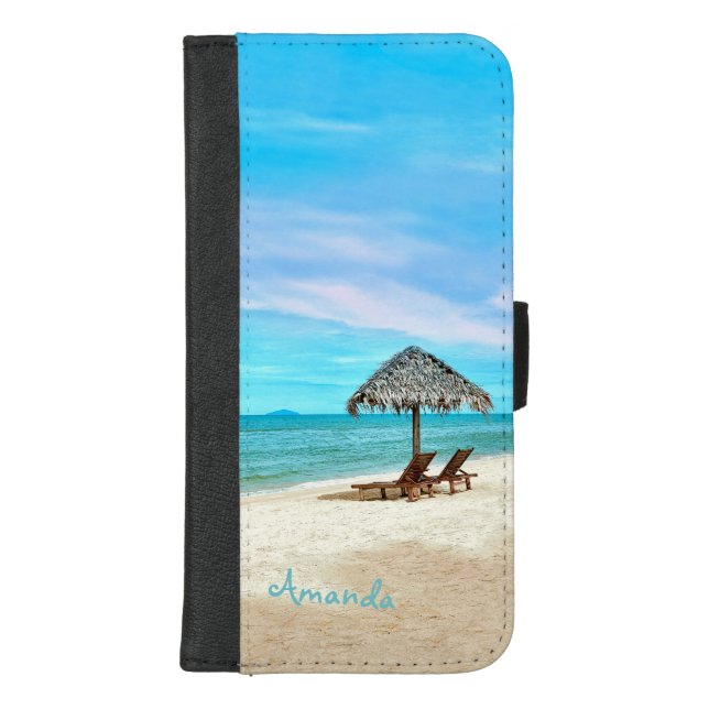 Custom Tropical Beach Scene iPhone Wallet Case (Front)