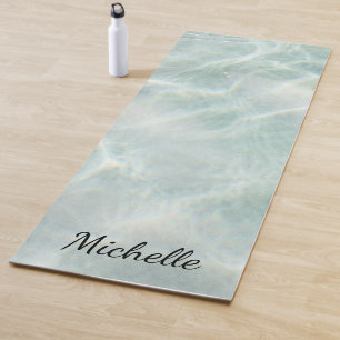 Custom Tropical Beach Sea Waves Monogram Yoga Mat