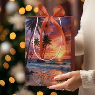 Custom Tropical Beach Sunset   Coastal Art Medium Gift Bag