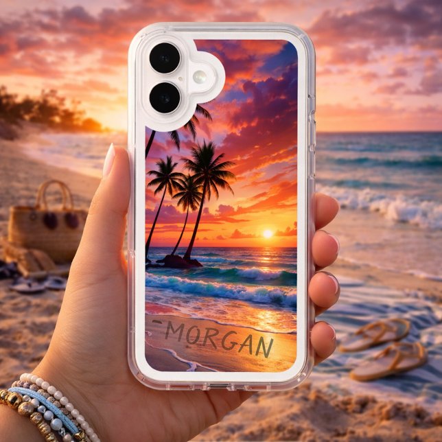 Custom Tropical Beach Sunset | Coastal Art Speck iPhone Case (Creator Uploaded)