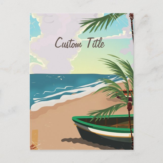 Custom Tropical Beach vintage poster Postcard (Front)
