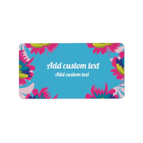 Custom tropical blue floral colorful return label