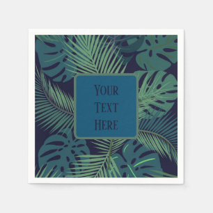 custom tropical dark palm leaf, fig leaves jungle napkins