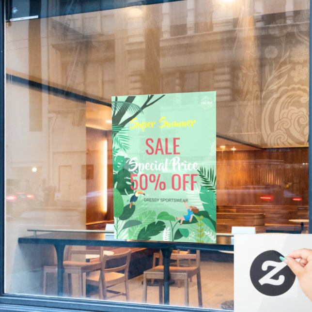 custom Tropical End of Season Sale Business Ads Window Cling (Cafe Window)