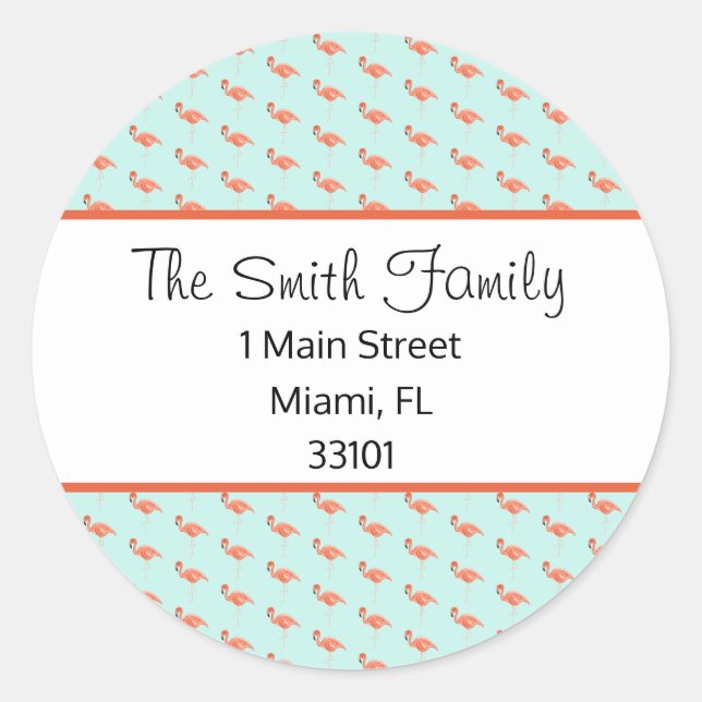 Custom Tropical Flamingoes Address Label (Front)