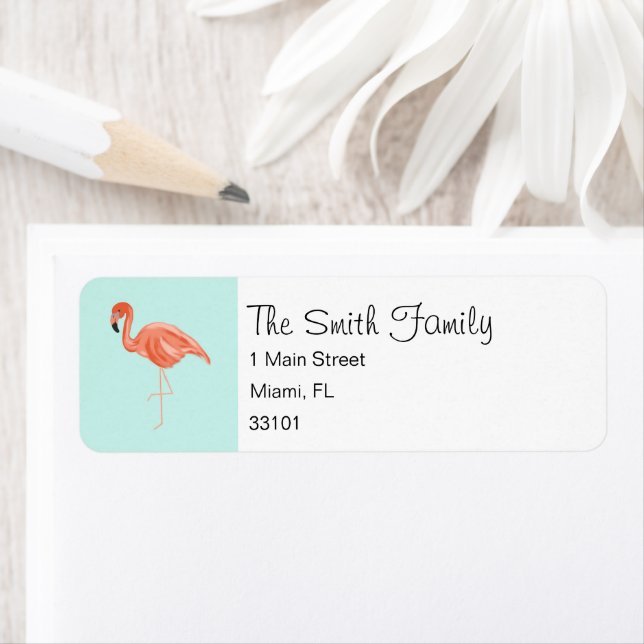 Custom Tropical Flamingos Address Label (Insitu)