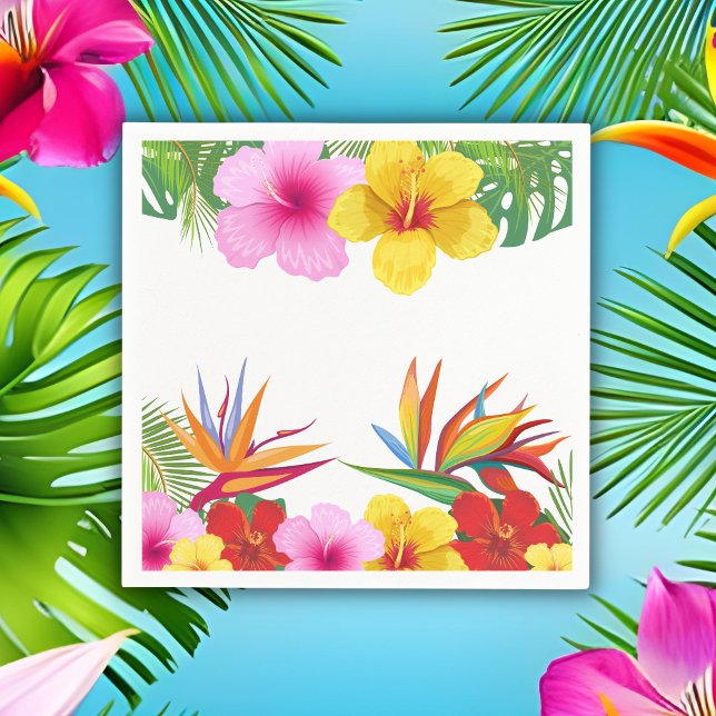 Custom Tropical Flowers Hibiscus Party Napkins (Creator Uploaded)