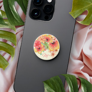 Custom Tropical Hawaiian Floral Watercolor Art PopSocket