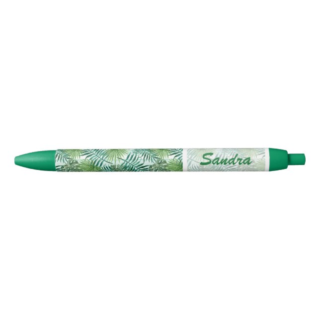 Custom Tropical Hawaiian Green Palm Leafs Pattern Pen (Front)