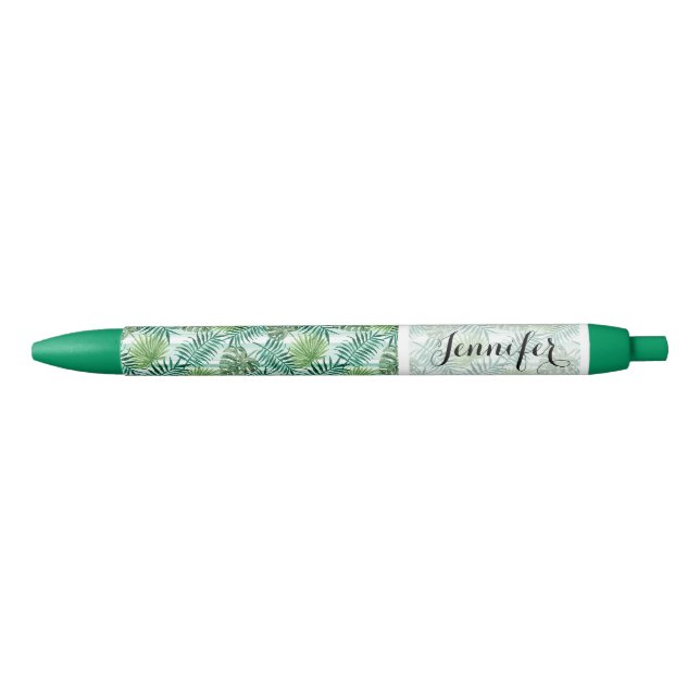Custom Tropical Hawaiian Green Palm Leafs Pattern Pen (Front)