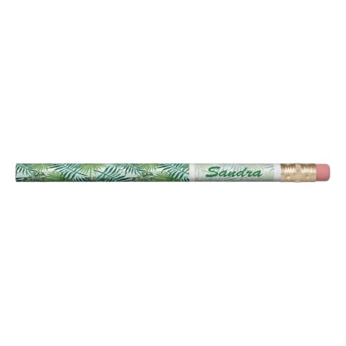 Custom Tropical Hawaiian Green Palm Leafs Pattern Pencil