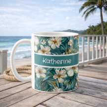 Custom Tropical Hibiscus Floral Teal