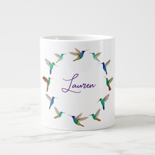 Custom Tropical hummingbirds Giant Coffee Mug