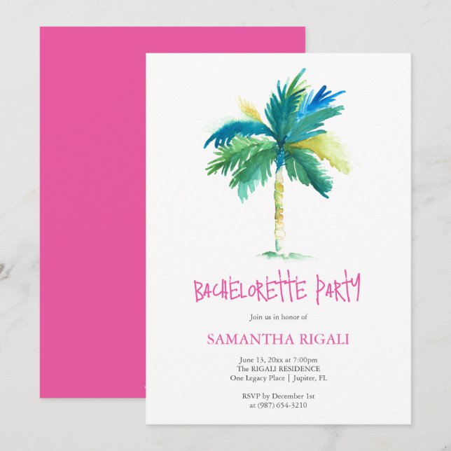 Custom Tropical Invitations Bachelorette Party (Front/Back)