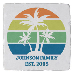 Custom Tropical Island House Palm Trees Gift Trivet