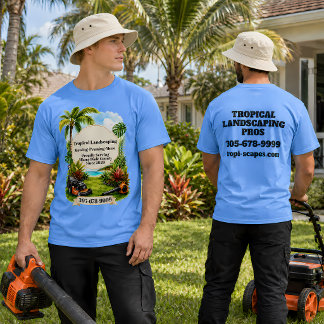 Custom Tropical Lawn Care Business Promo Uniform T-Shirt