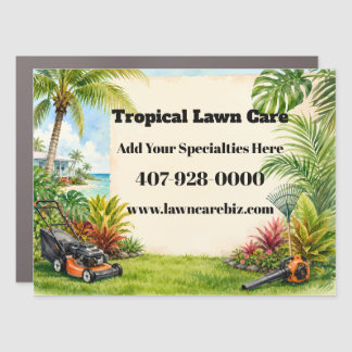 Custom Tropical Lawn Care Landscaping Business Car Magnet