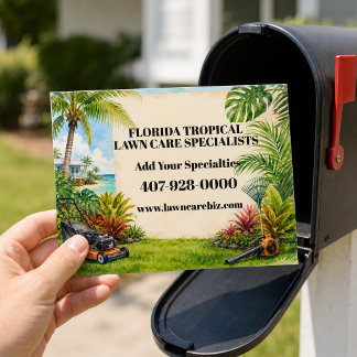 Custom Tropical Lawn Care Landscaping Promotional Postcard