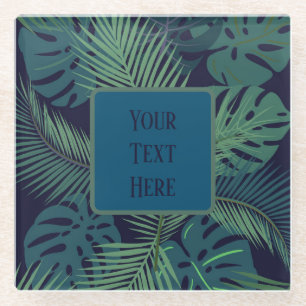 Custom Tropical Leaf Glass Coaster – Stylish Gift