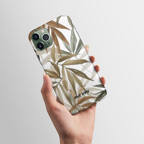 Custom Tropical Leaf Golden Charcoal Design  iPhone 15 Plus Case