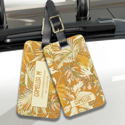 Custom Tropical Leaf Yellow Modern Art Design Luggage Tag