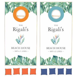 Custom Tropical Leaves Cornhole Sets