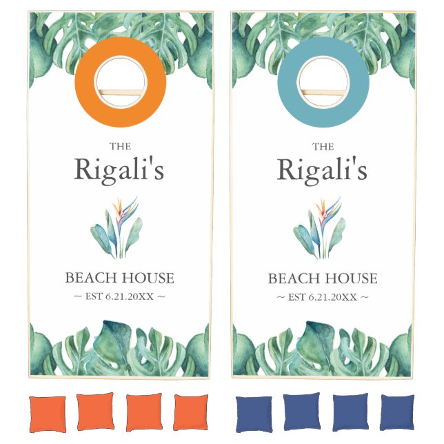 Custom Tropical Leaves Cornhole Sets (Set)