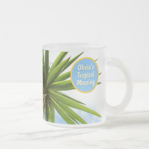 Custom Tropical Morning Yucca Vacation Frosted Glass Coffee Mug
