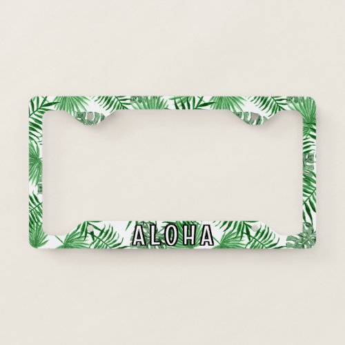 Custom Tropical Palm Tree Leaves Art Pattern License Plate Frame