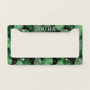 Custom Tropical Palm Tree Leaves Art Pattern License Plate Frame