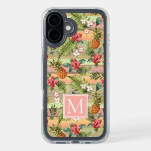 Custom Tropical Pineapple Hibiscus Floral Pattern iPhone 16 Plus Case