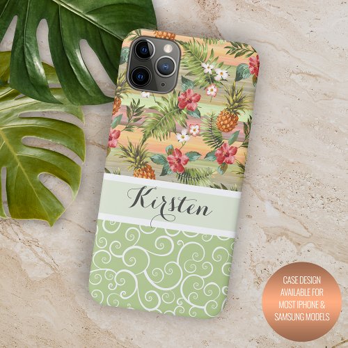 Custom Tropical Pineapples Colorful Floral Pattern iPhone 11 Pro Max Case