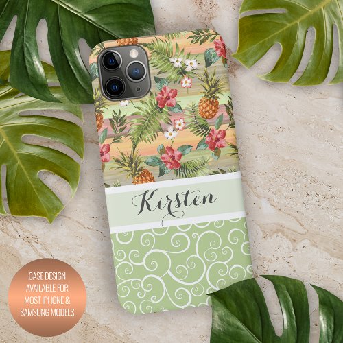 Custom Tropical Pineapples Colorful Floral Pattern iPhone 11Pro Max Case