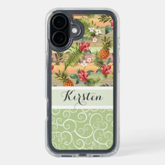 Custom Tropical Pineapples Colorful Floral Pattern iPhone 16 Plus Case