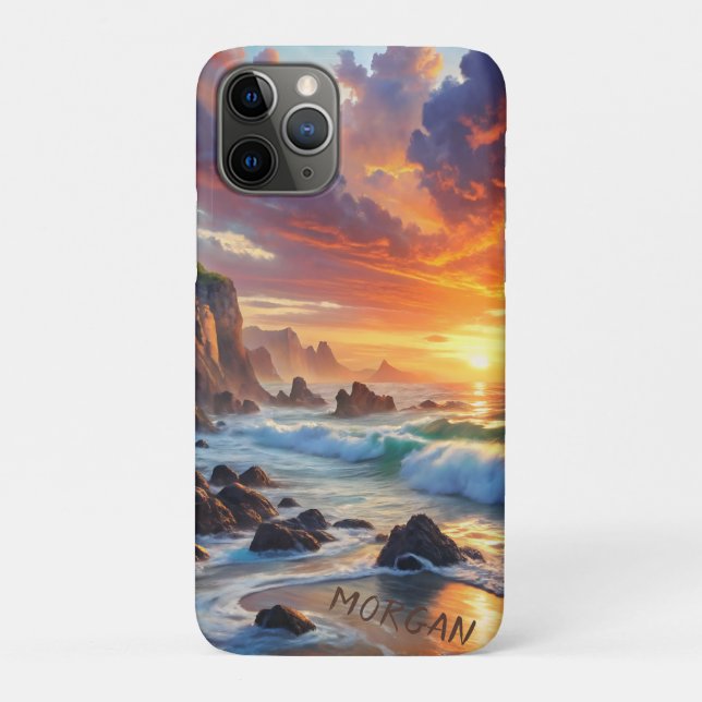Custom Tropical Sunset Cliffs – Vibrant Coastal  Case-Mate iPhone Case (Back)