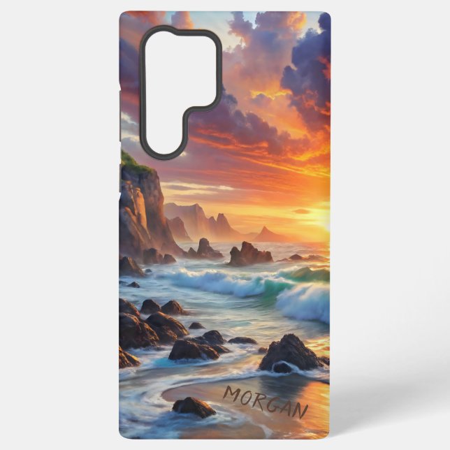 Custom Tropical Sunset Cliffs – Vibrant Coastal  Samsung Galaxy Case (Back)