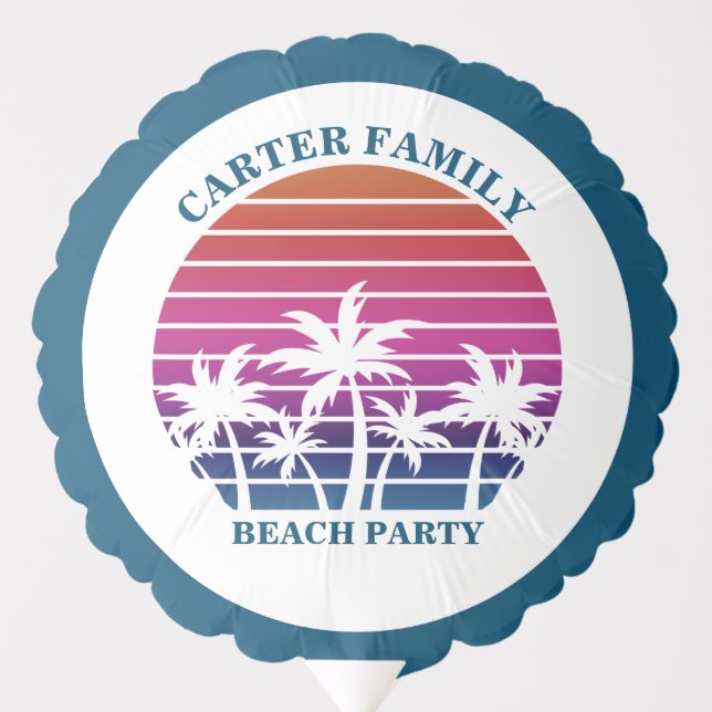 Custom Tropical Sunset Palm Trees Beach Party Balloon (Front)