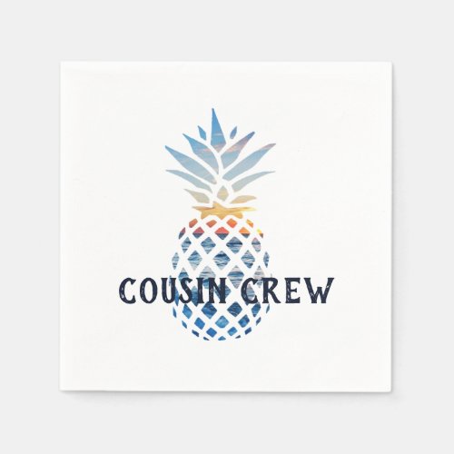 Custom Tropical Sunset Pineapple Cousin Crew Napkins