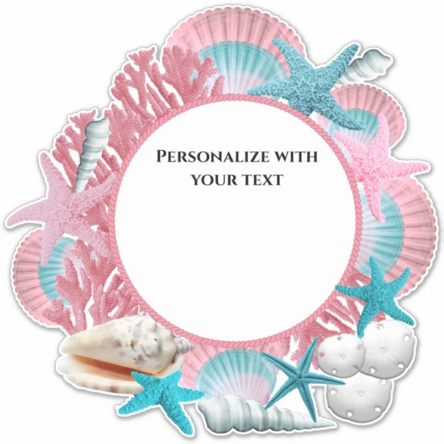 Custom Tropical Theme Design in Pink and Blue Sticker (Front)