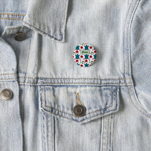 Custom Tropical Turtle Cherry Floral Pattern Button