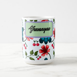 Custom Tropical Turtle Cherry Floral Pattern Coffee Mug