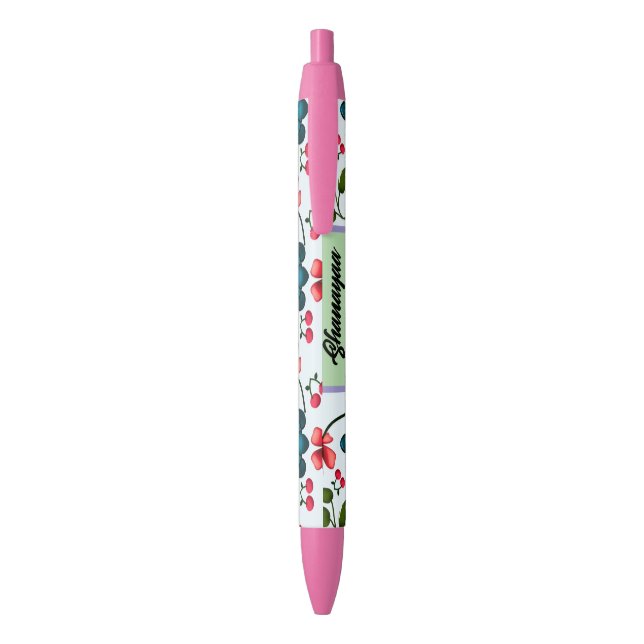 Custom Tropical Turtle Cherry Floral Pattern  Pen (Back (Vertical))