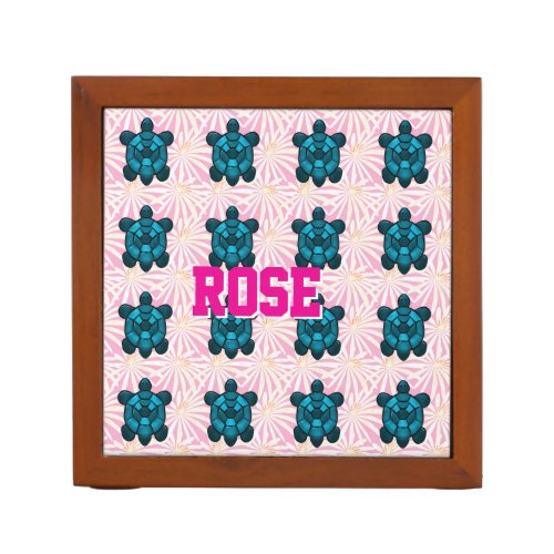 Custom Tropical Turtle Floral Pattern Seamless  Desk Organizer