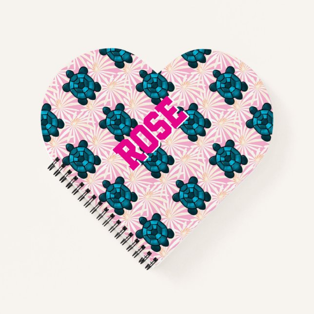 Custom Tropical Turtle Floral Pattern Seamless  Notebook (Front)