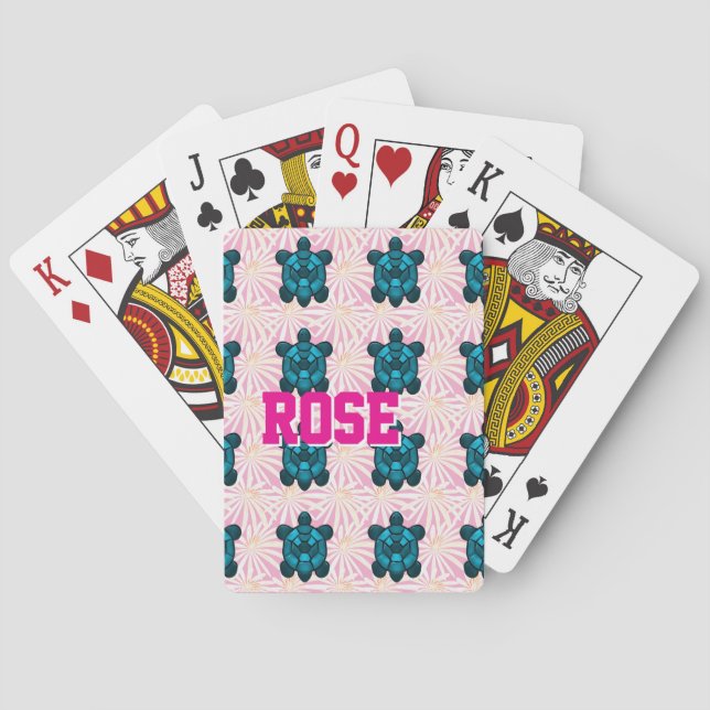 Custom Tropical Turtle Floral Pattern Seamless  Poker Cards (Back)